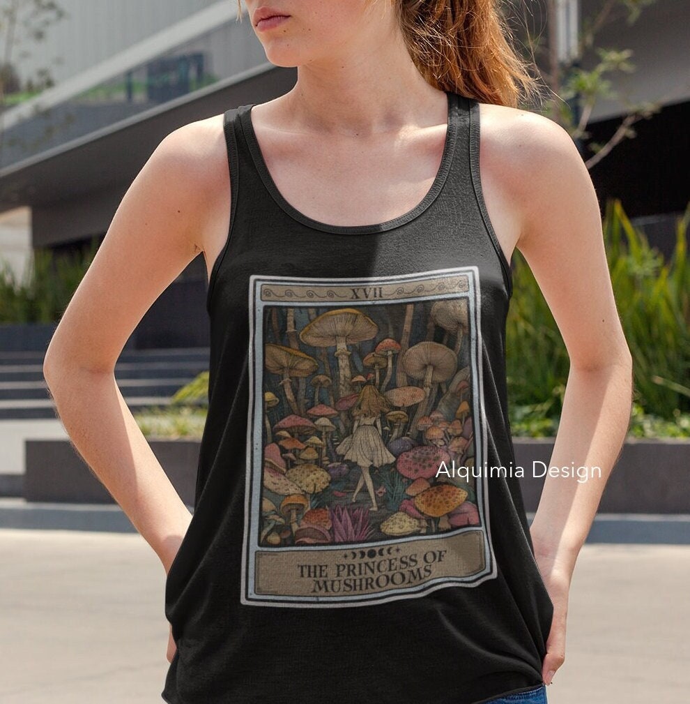 The Princess Of Mushrooms Tarot Card Tank Top, Mushroom Mycology