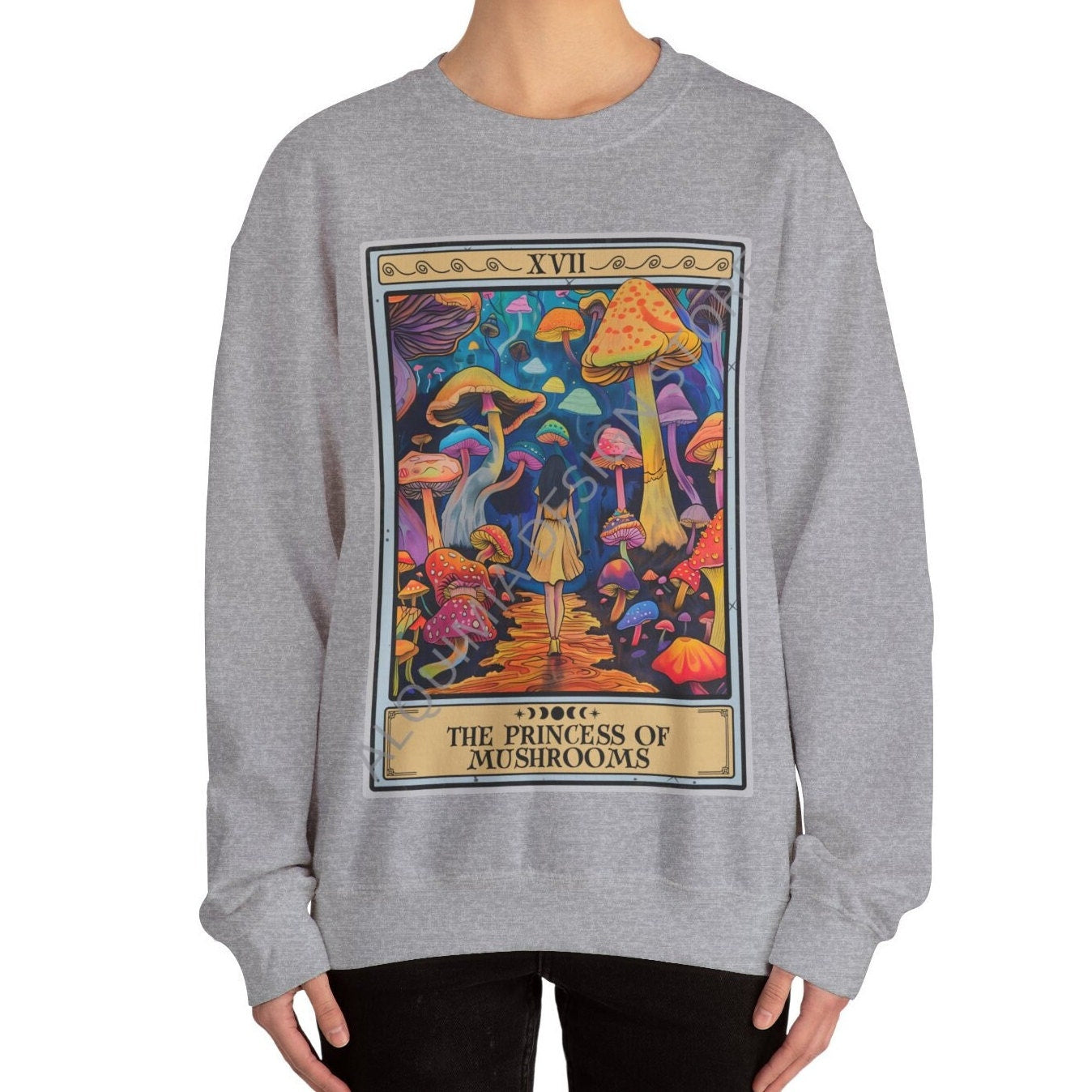 The Princess of Mushrooms Tarot Card Sweatshirt, Mushroom