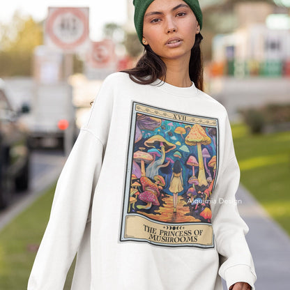 The Princess of Mushrooms Tarot Card Sweatshirt, Mushroom