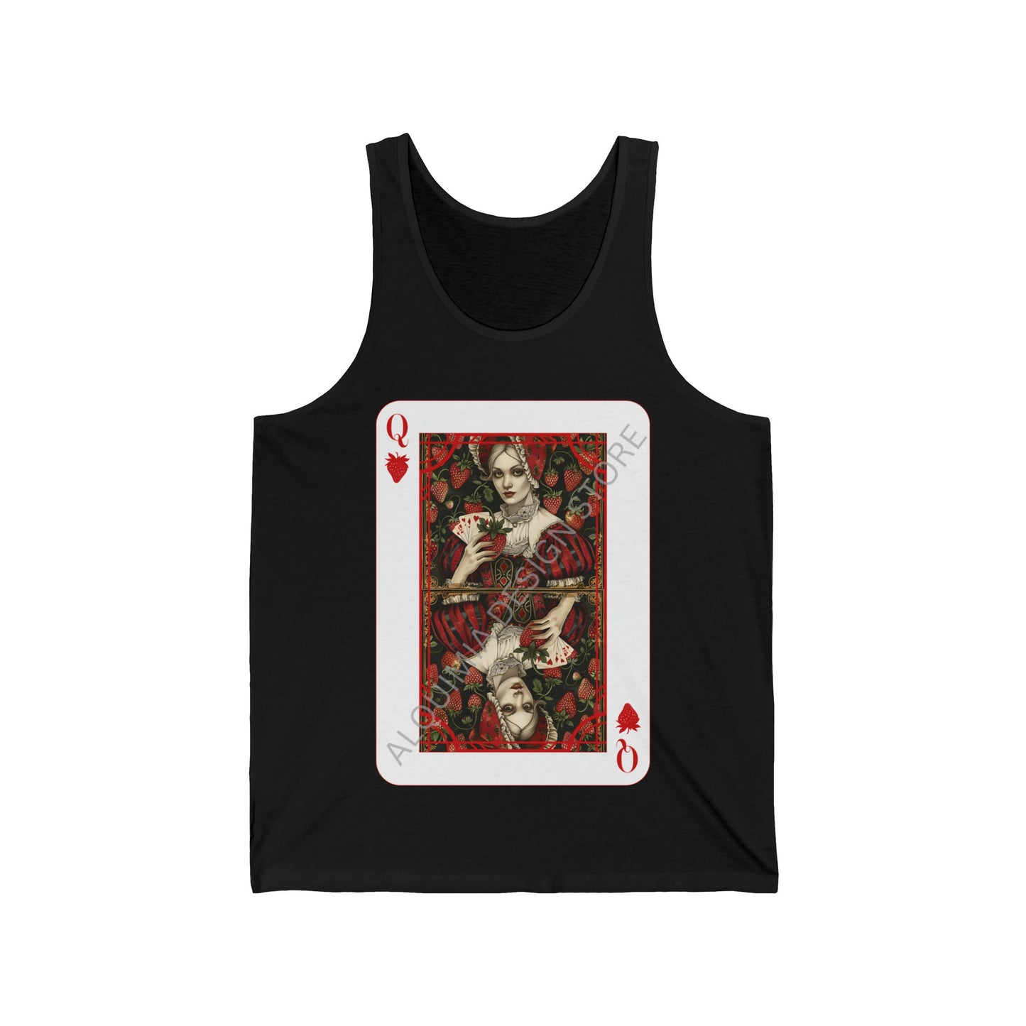 Queen of Strawberries Poker Card Tank Top, Strawberry