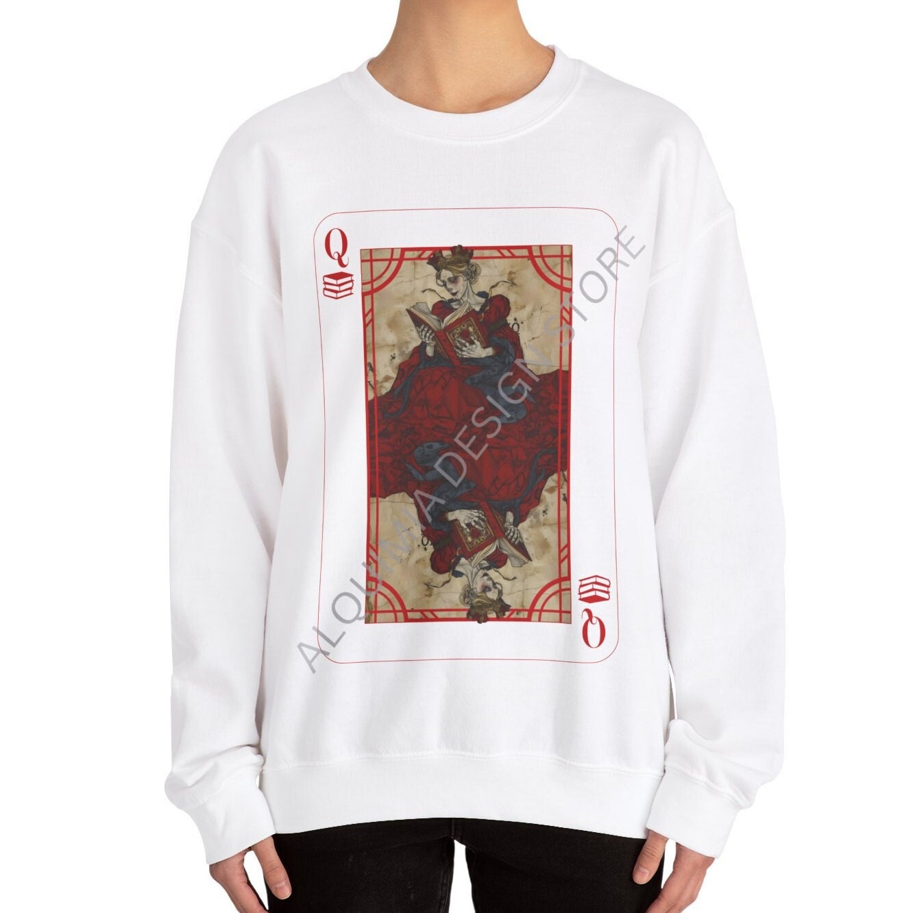 Queen on Reading Poker Card Sweatshirt, Reader Book Lover