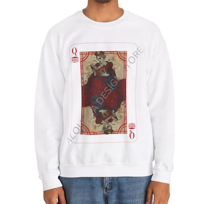 Queen on Reading Poker Card Sweatshirt, Reader Book Lover