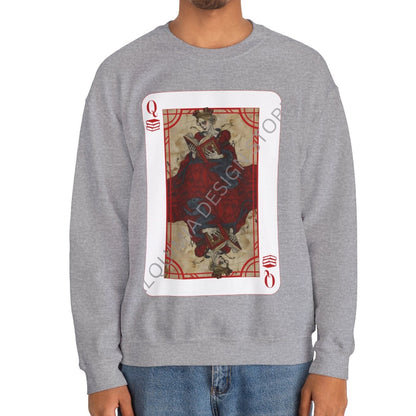 Queen on Reading Poker Card Sweatshirt, Reader Book Lover