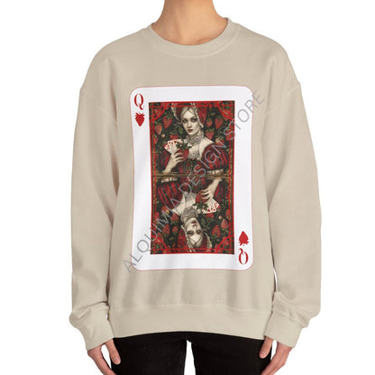 Queen on Strawberries Poker Card Sweatshirt, Strawberry Lover