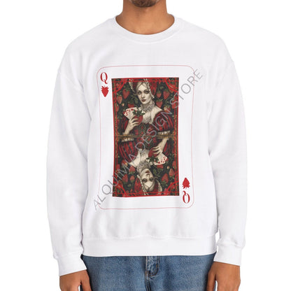 Queen on Strawberries Poker Card Sweatshirt, Strawberry Lover