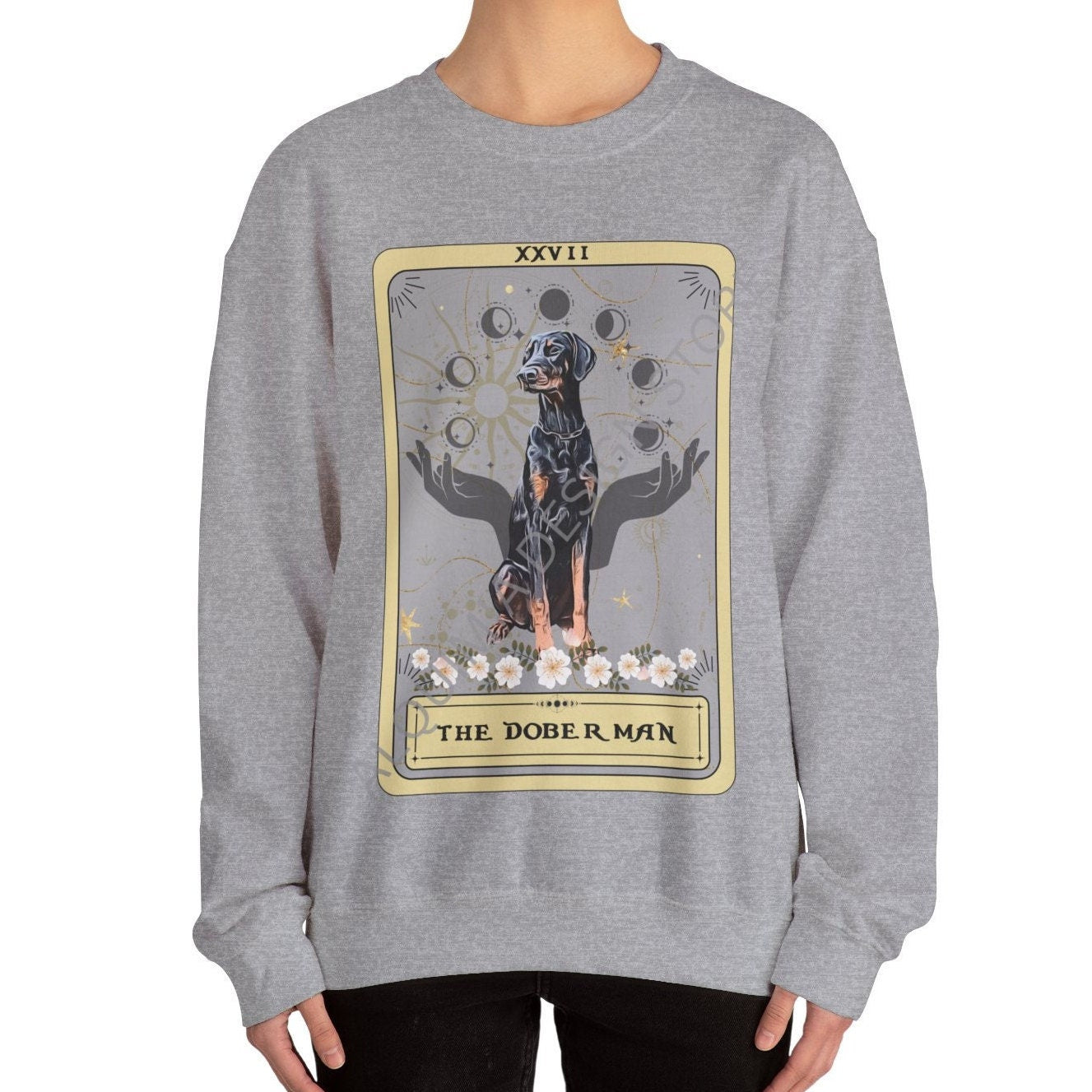 The Doberman Dog Tarot Card Sweatshirt, Natural Doberman