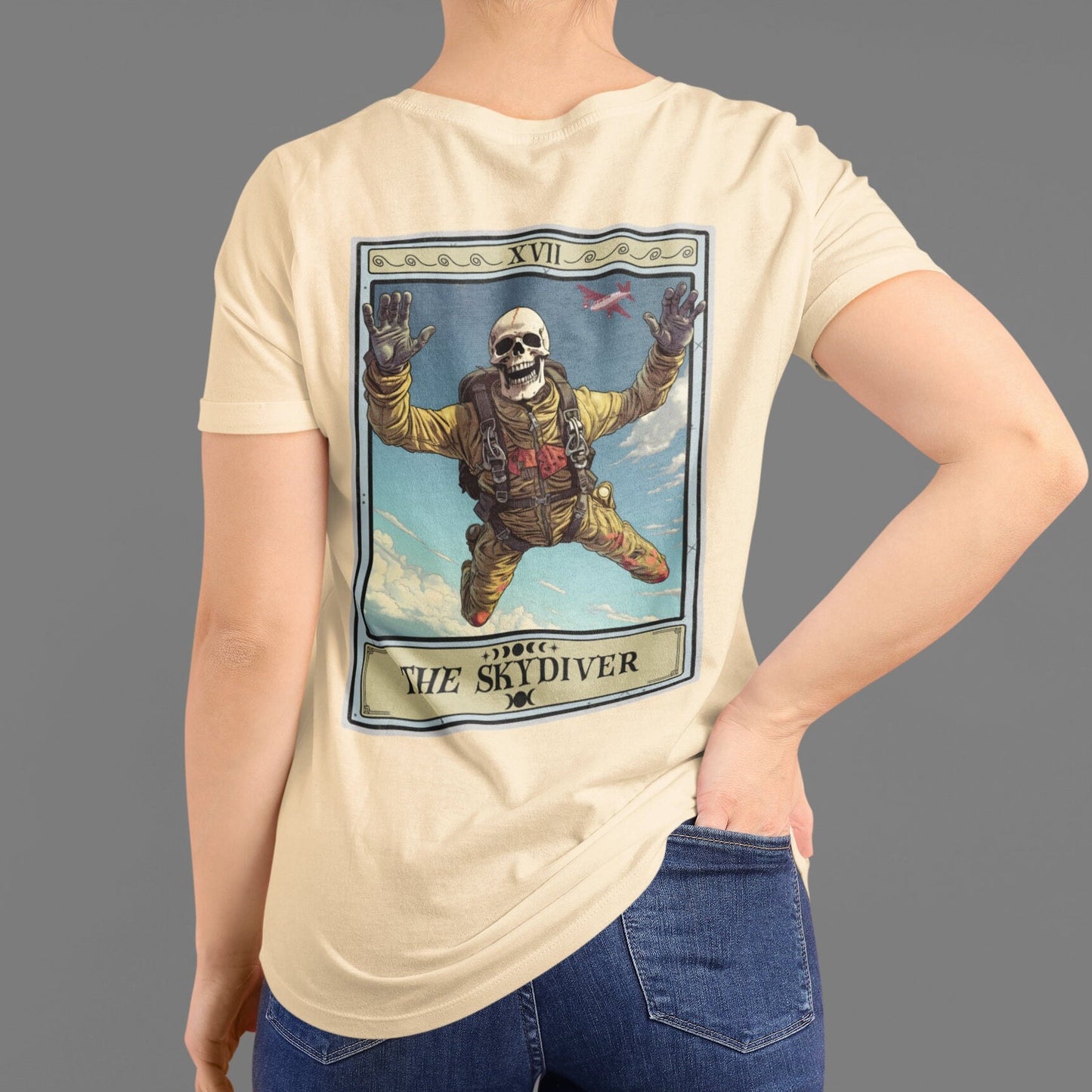 The Skydiver Tarot Card Shirt, BACK PRINT Skydiving
