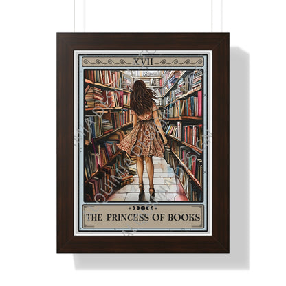 The Princess Of Books Tarot Card Framed Print, Book Wall Art, Reading Wall Decor