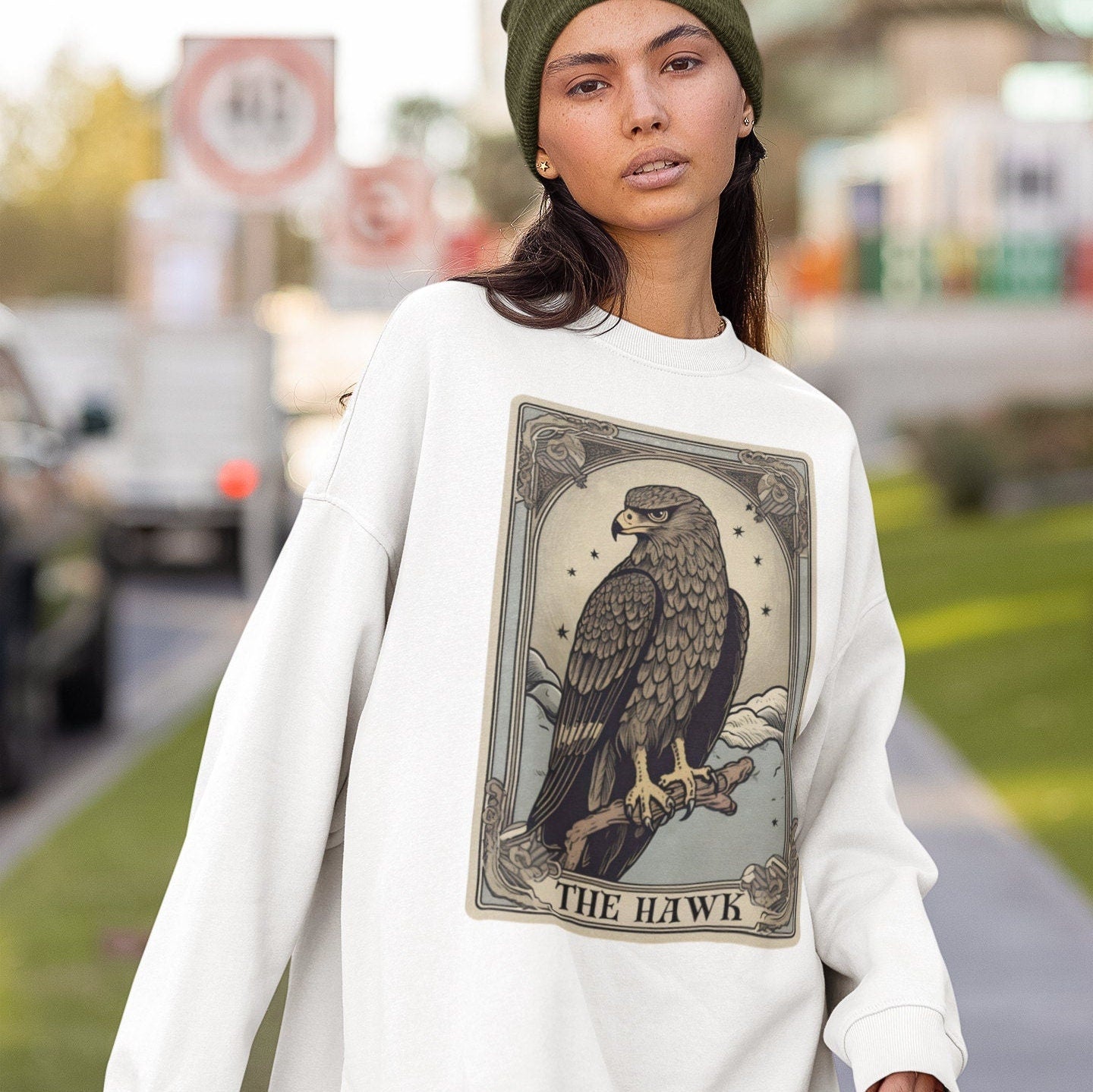 The Hawk Tarot Card Sweatshirt, Birds of Prey