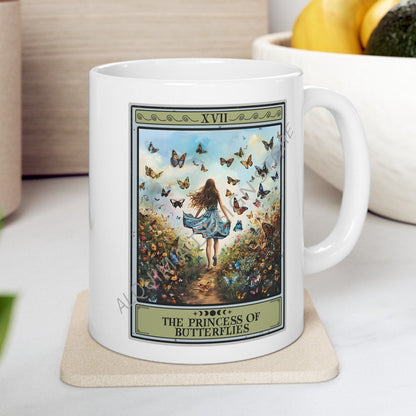 The Princess of Butterflies Tarot Card Mug, Butterfly