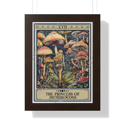 The Princess Of Mushrooms Tarot Card Framed Print, Mushroom Wall Art