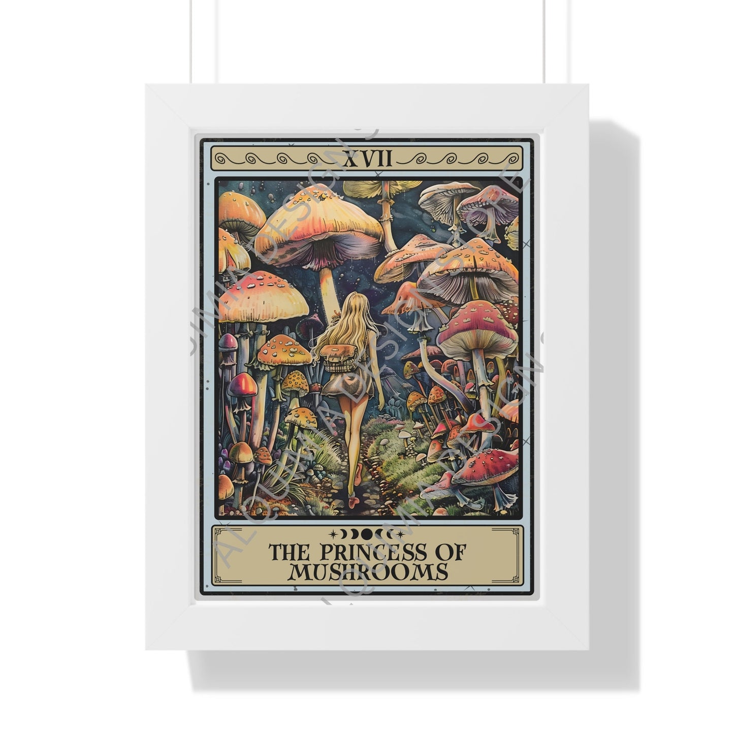 The Princess Of Mushrooms Tarot Card Framed Print, Mushroom Wall Art