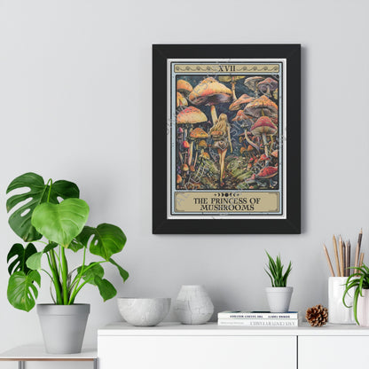 The Princess Of Mushrooms Tarot Card Framed Print, Mushroom Wall Art