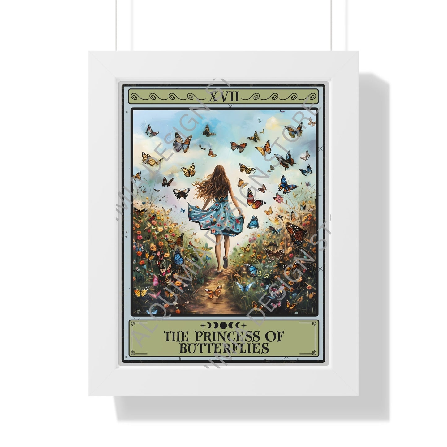 The Princess Of Butterflies Tarot Card Framed Print, Butterfly Wall Art