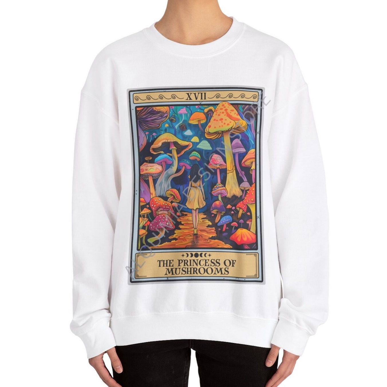 The Princess of Mushrooms Tarot Card Sweatshirt, Mushroom