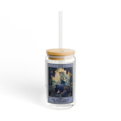 The Princess of Blueberries Tarot Card Tumbler,  Blueberry Sipper Glass 16oz