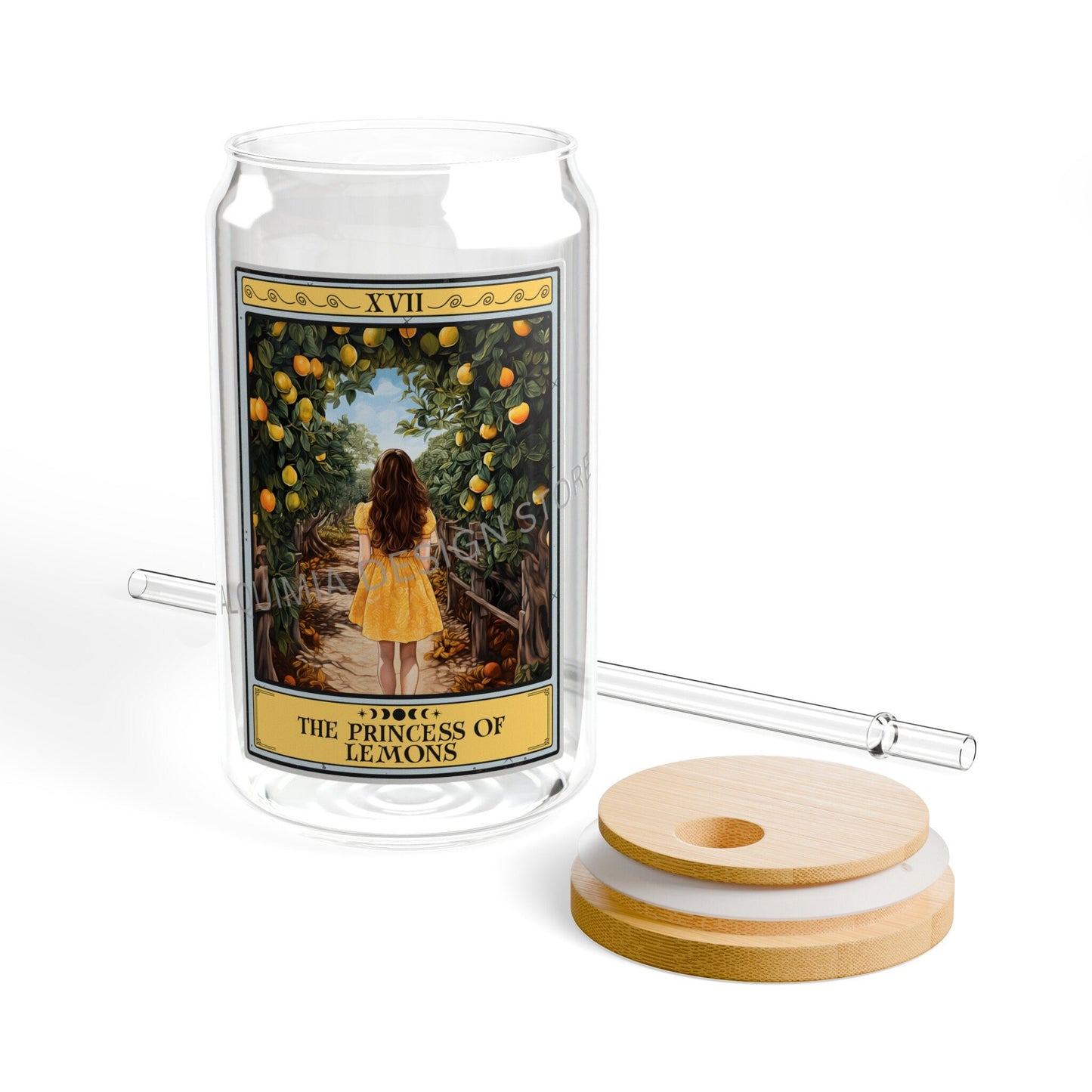 The Princess of Lemons Tarot Card Tumbler, Lemon Sipper Glass, Lemonade 16oz