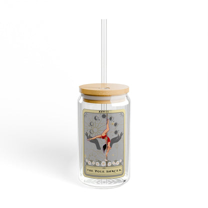 The Pole Dancer Tarot Card Glass Tumbler, Sipper Glass 16oz