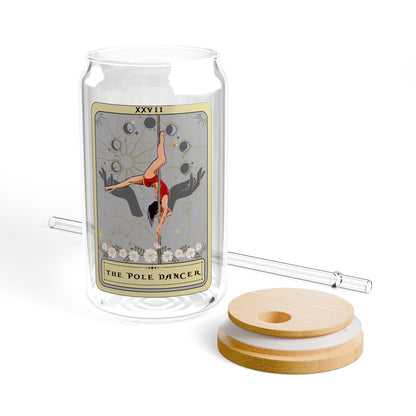 The Pole Dancer Tarot Card Glass Tumbler, Sipper Glass 16oz