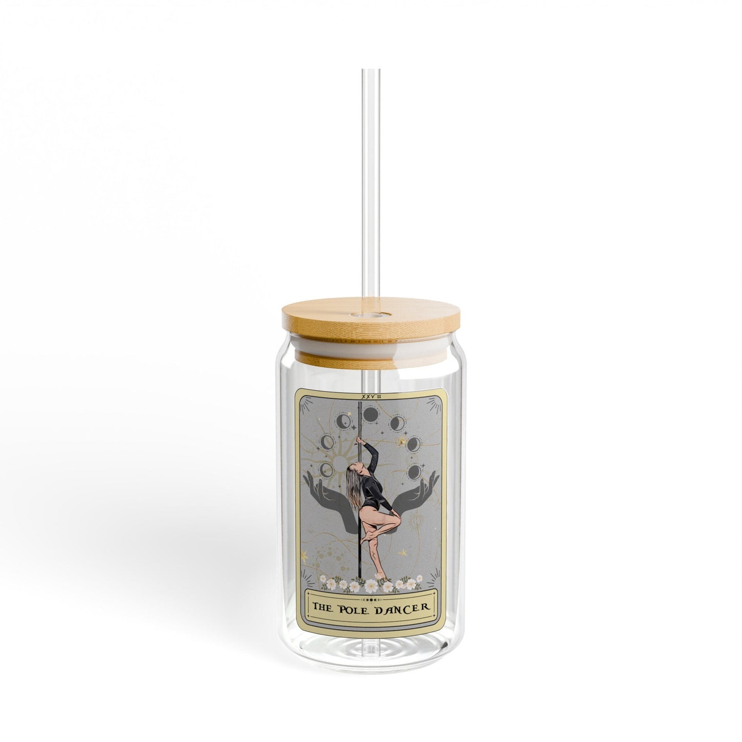 The Pole Dancer Tarot Card Glass Tumbler, Sipper Glass 16oz