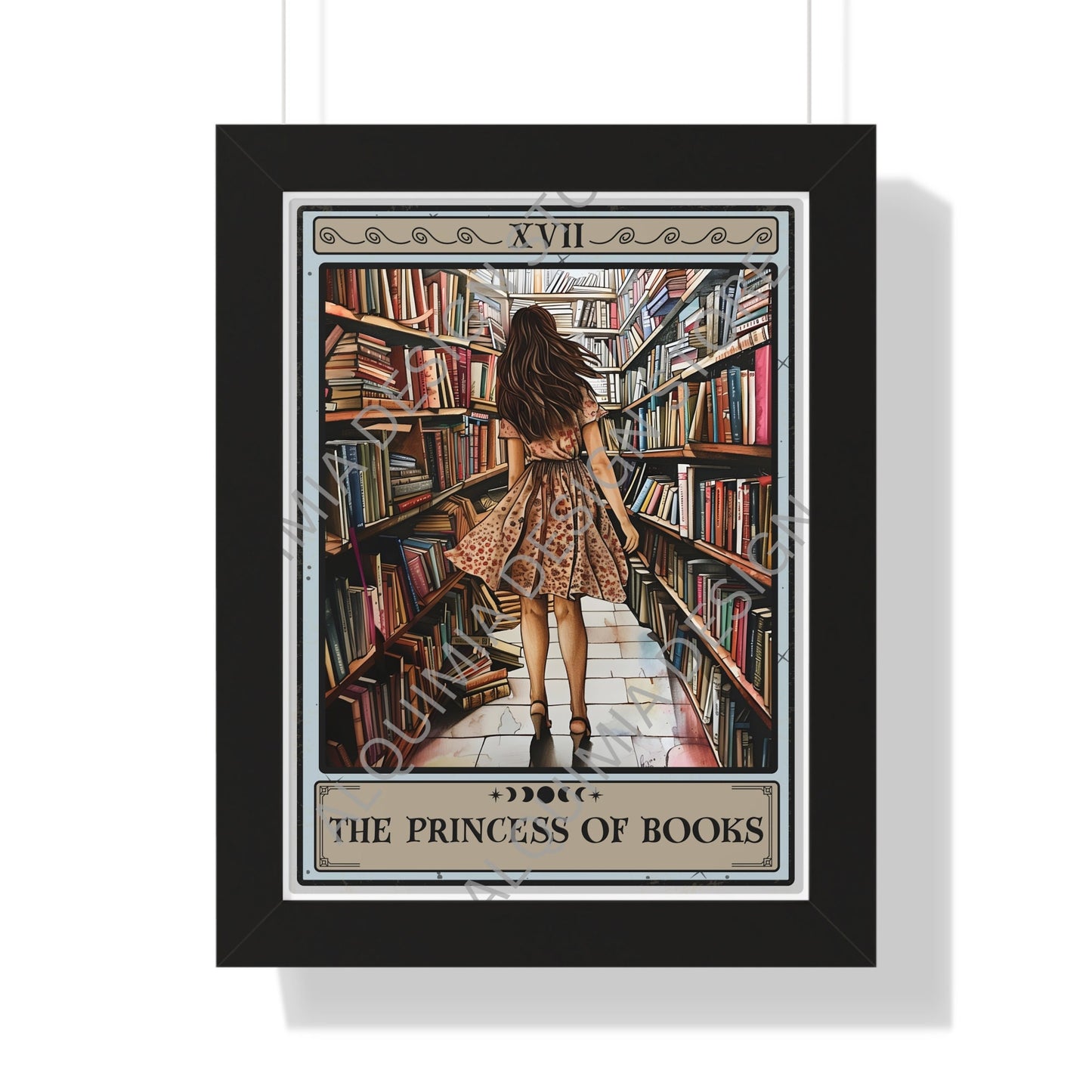 The Princess Of Books Tarot Card Framed Print, Book Wall Art, Reading Wall Decor