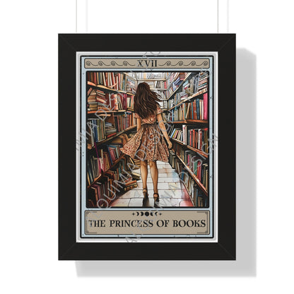 The Princess Of Books Tarot Card Framed Print, Book Wall Art, Reading Wall Decor