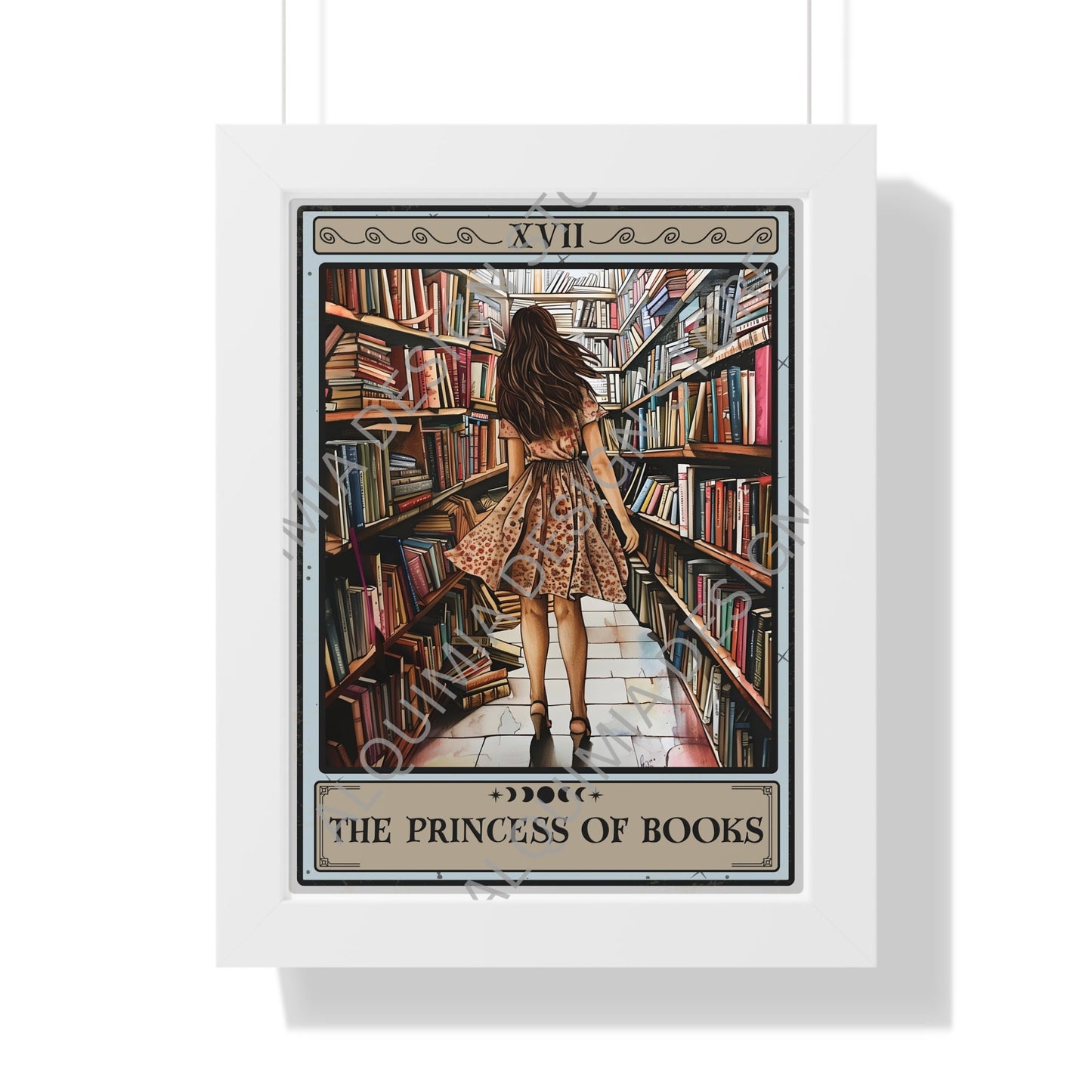 The Princess Of Books Tarot Card Framed Print, Book Wall Art, Reading Wall Decor