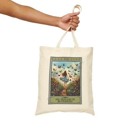 The Princess of Butterflies Tarot Card Tote Bag 15" x 16"