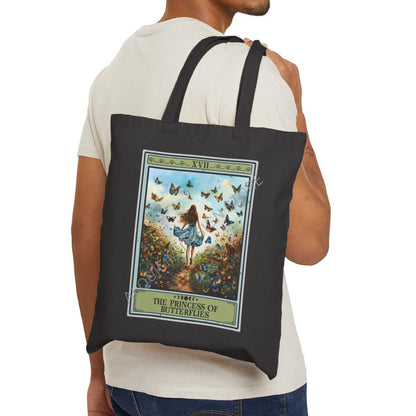 The Princess of Butterflies Tarot Card Tote Bag 15" x 16"