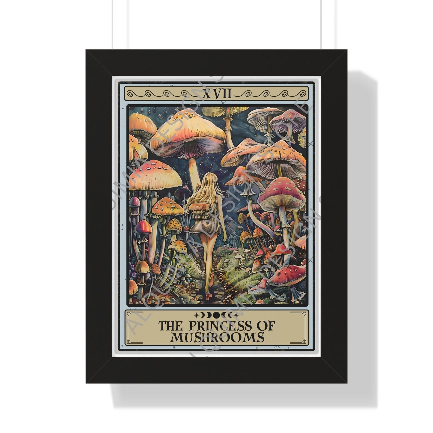 The Princess Of Mushrooms Tarot Card Framed Print, Mushroom Wall Art