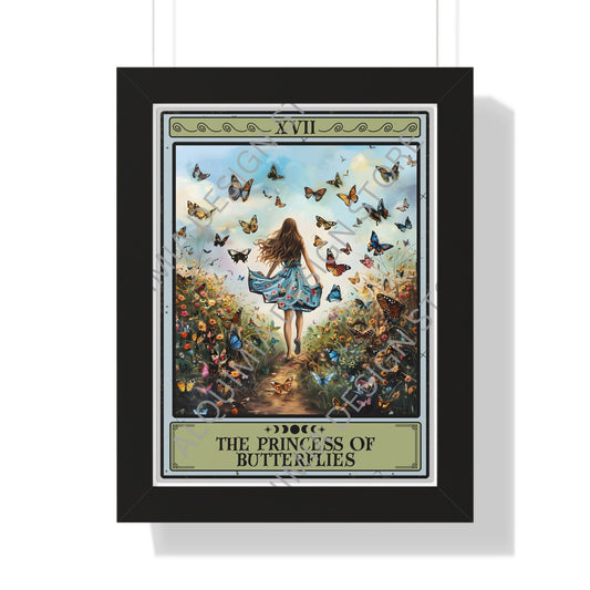 The Princess Of Butterflies Tarot Card Framed Print, Butterfly Wall Art