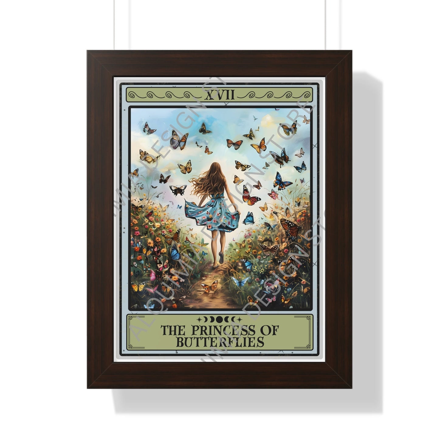 The Princess Of Butterflies Tarot Card Framed Print, Butterfly Wall Art