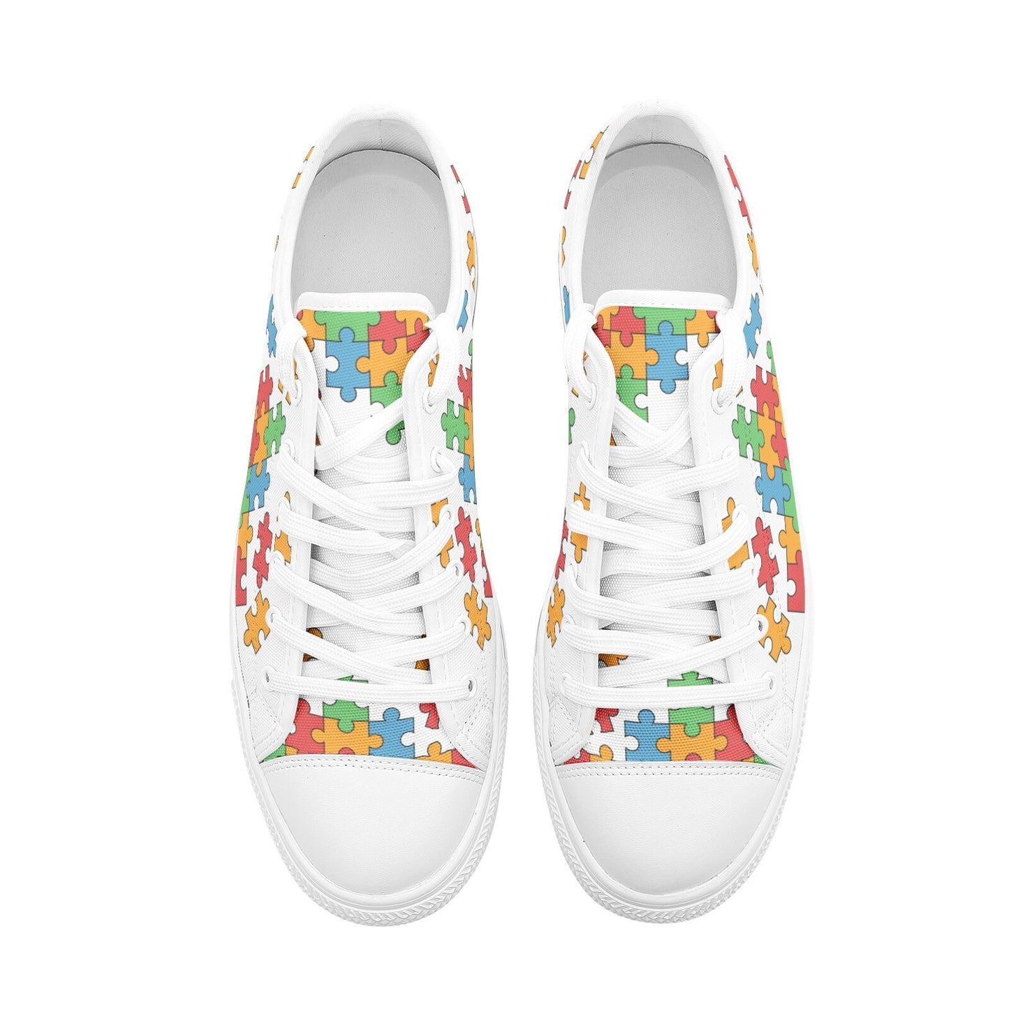 Puzzle Low Top Canvas Sneakers - Trendy Casual Footwear