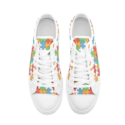 Puzzle Low Top Canvas Sneakers - Trendy Casual Footwear