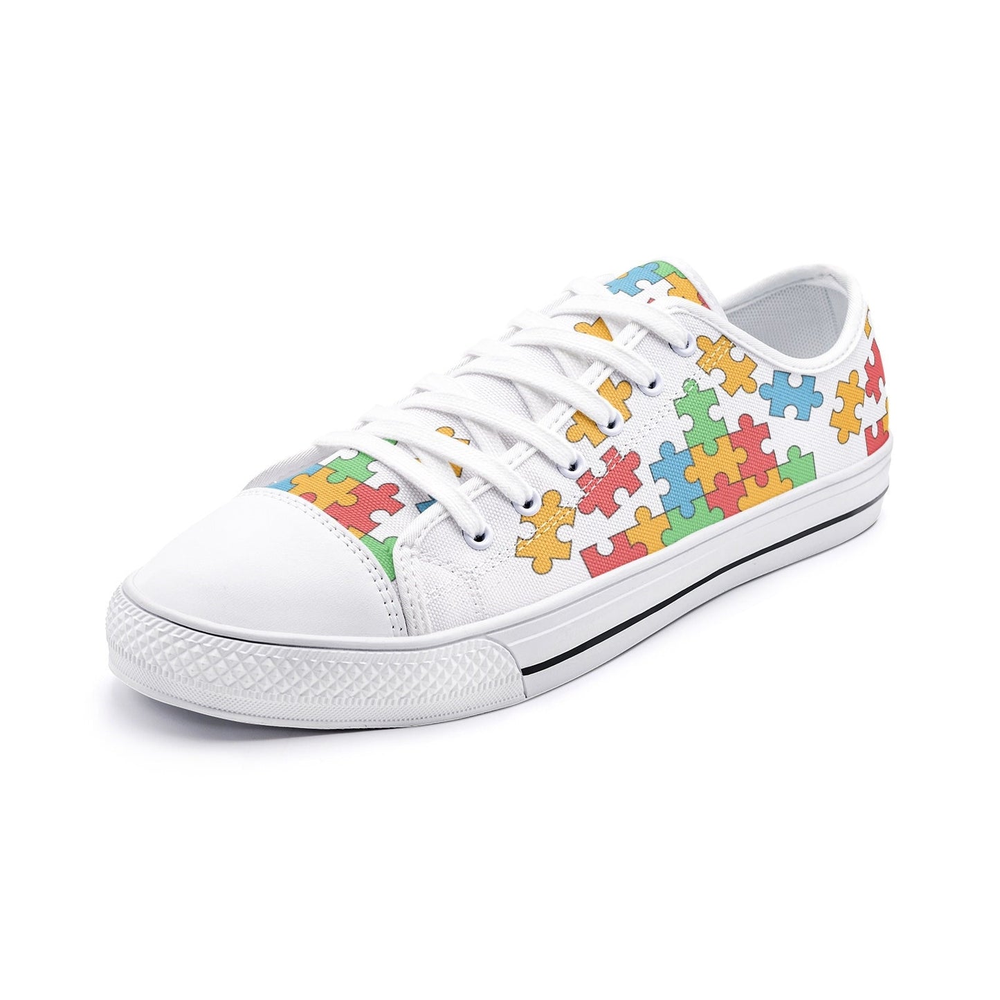 Puzzle Low Top Canvas Sneakers - Trendy Casual Footwear