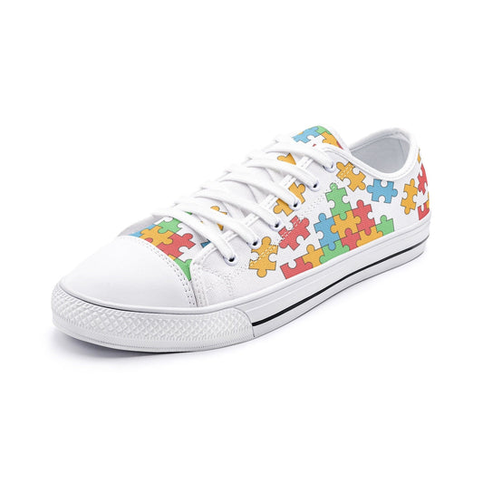 Puzzle Low Top Canvas Sneakers - Trendy Casual Footwear