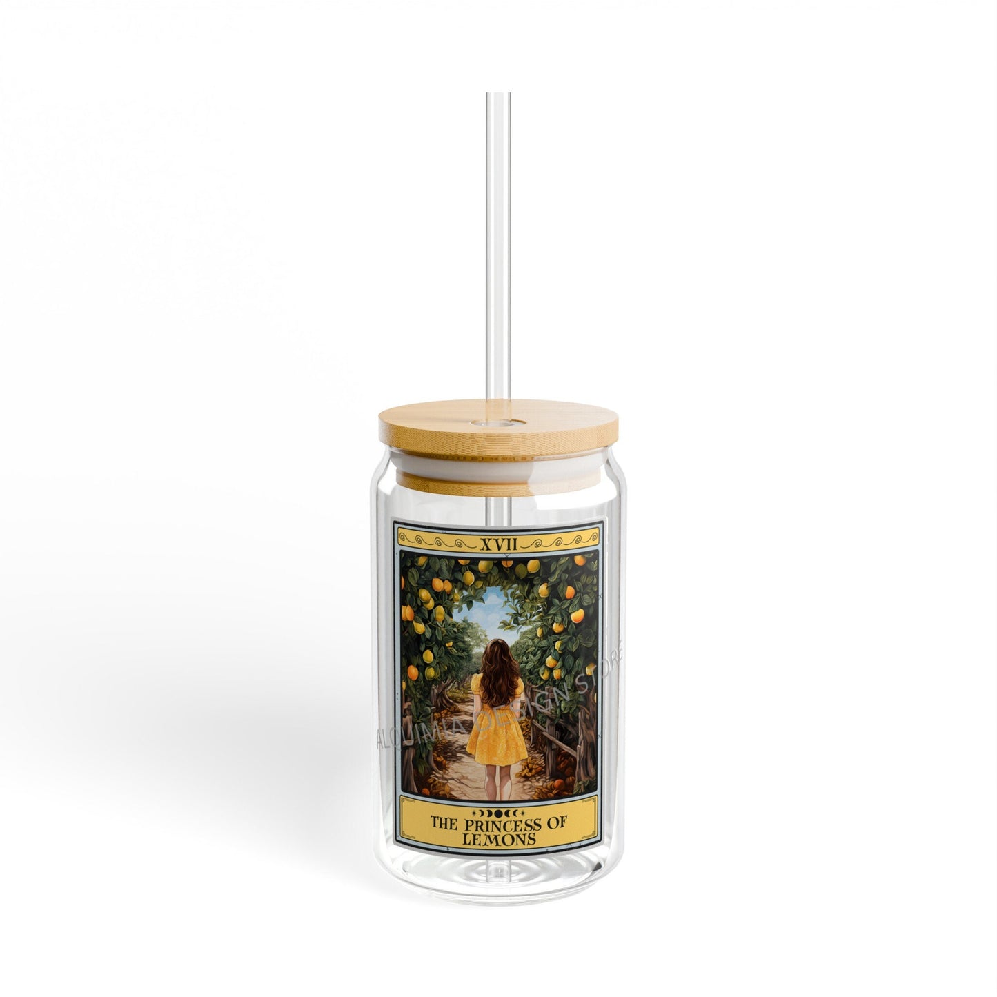 The Princess of Lemons Tarot Card Tumbler, Lemon Sipper Glass, Lemonade 16oz