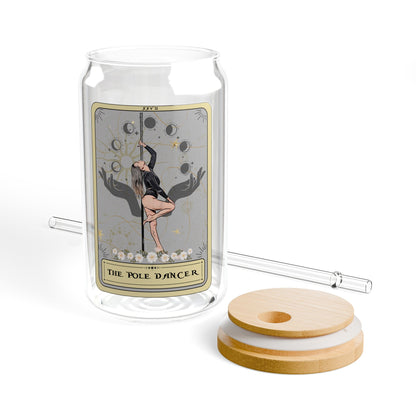 The Pole Dancer Tarot Card Glass Tumbler, Sipper Glass 16oz