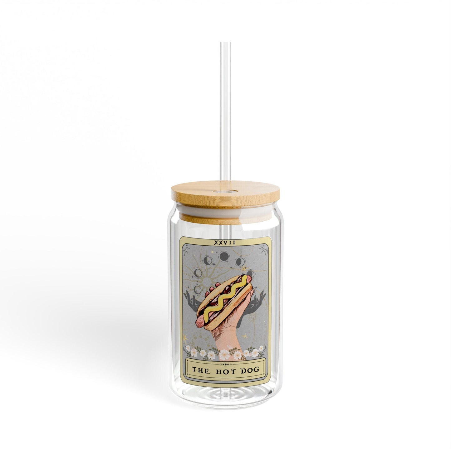 The Hot Dog Tarot Card Tumbler, Sipper Glass 16oz