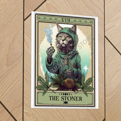 The Stoner Tarot Card Poster Print, Stoner Cat Lover Wall Art