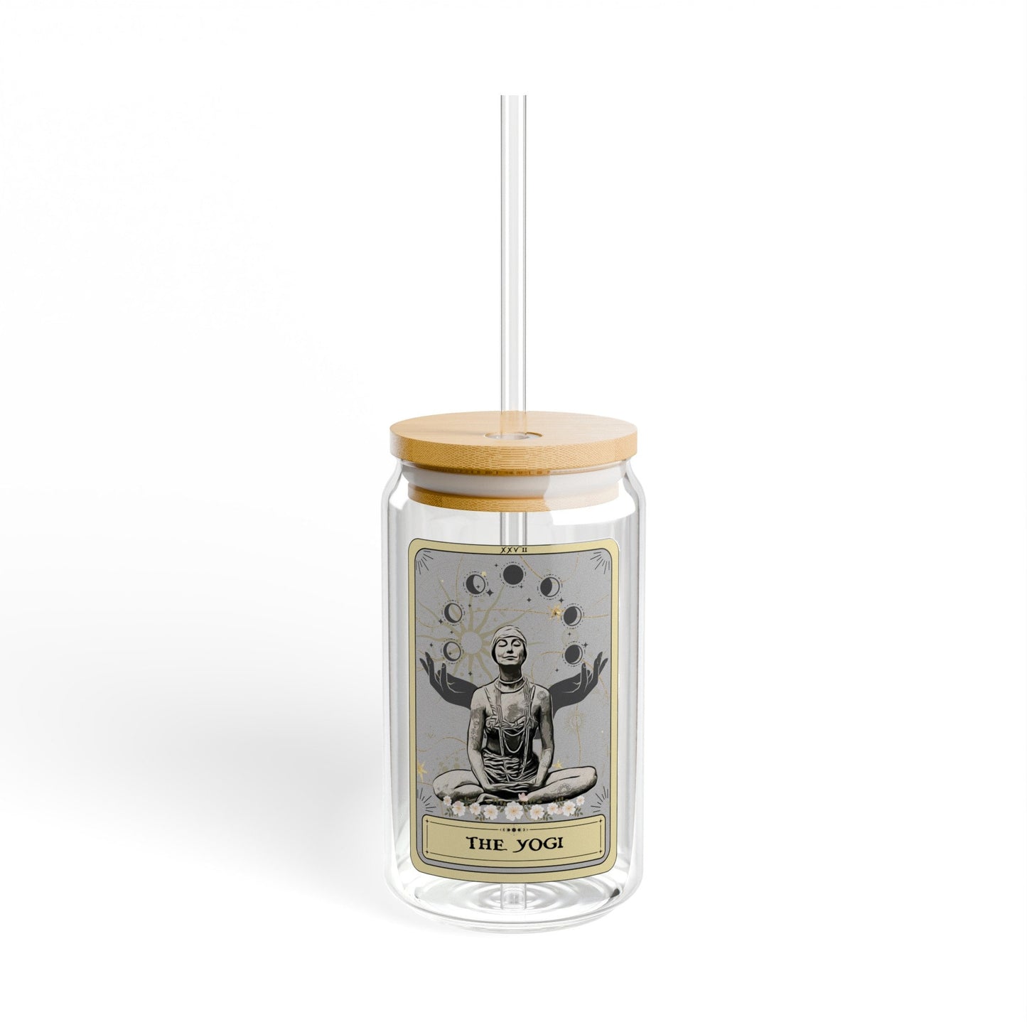 The Yogi Tarot Card Tumbler, Yoga Sipper Glass 16oz