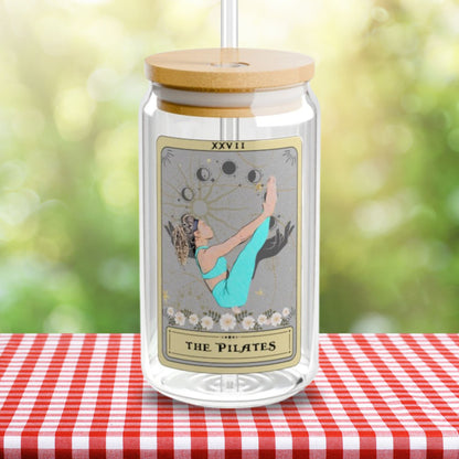 The PilatesTarot Card Tumbler Sipper Glass 16oz