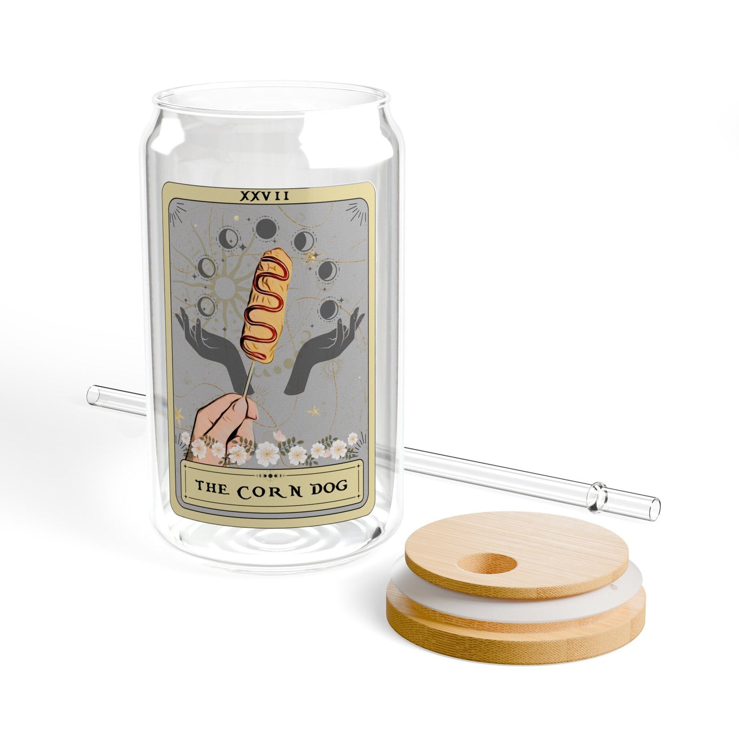 The Corn Dog Tarot Card Tumbler, Sipper Glass 16oz CornDog