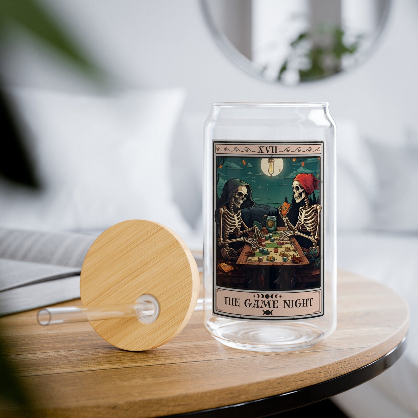 The Game Night Tarot Card Tumbler Sipper Glass 16oz