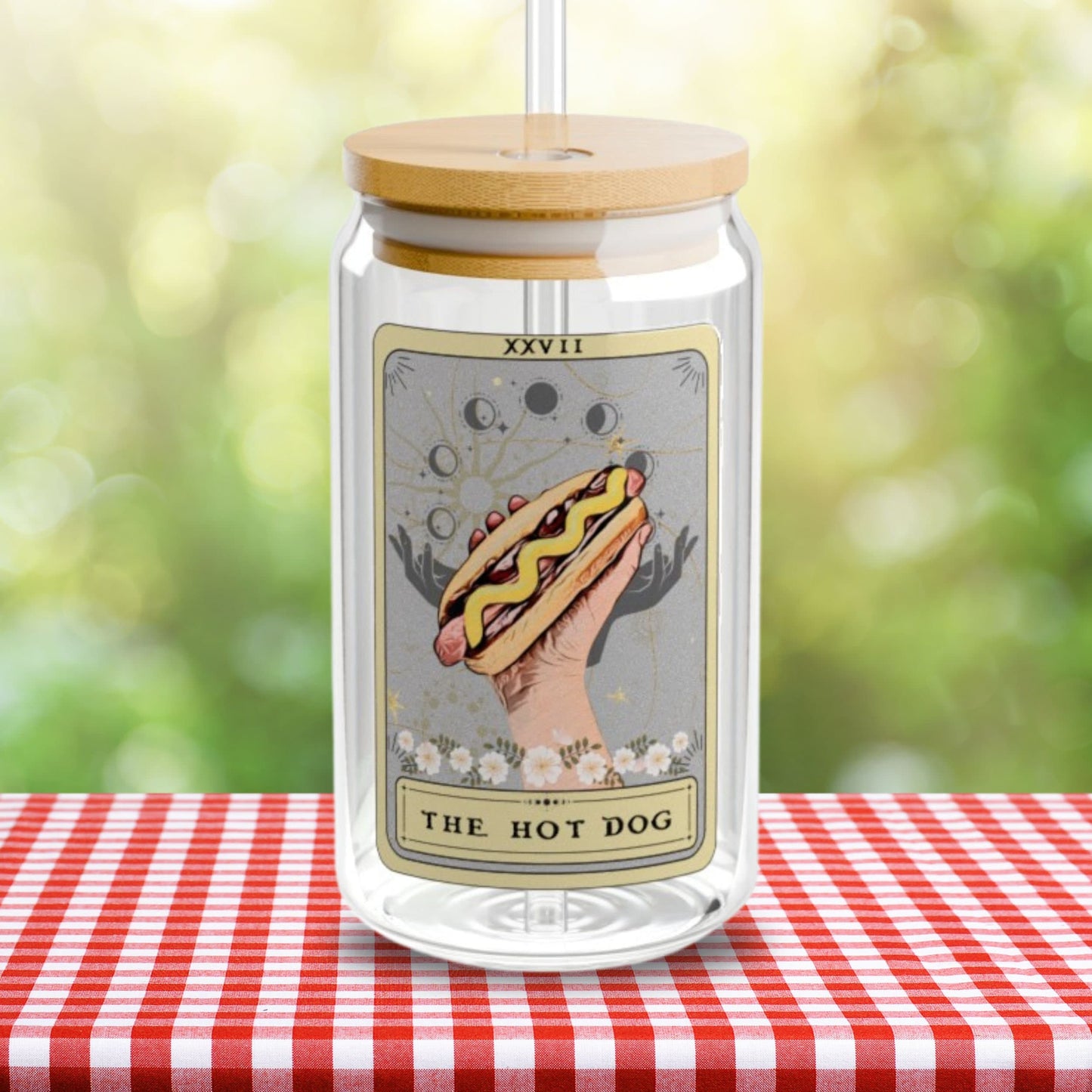 The Hot Dog Tarot Card Tumbler, Sipper Glass 16oz