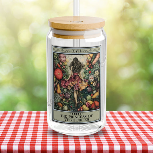 The Princess Of Vegetables Tarot Card Tumbler Sipper Glass 16oz Vegan