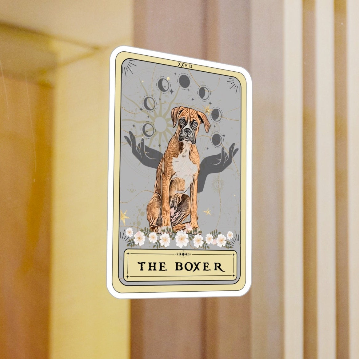 The Boxer Dog Tarot Card Sticker,  3" x 4"