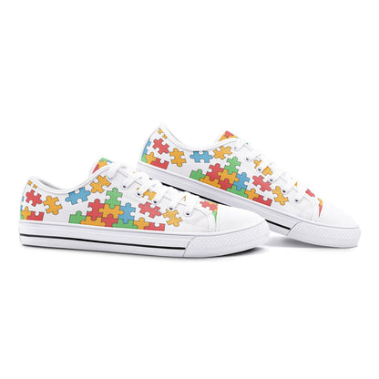 Puzzle Low Top Canvas Sneakers - Trendy Casual Footwear