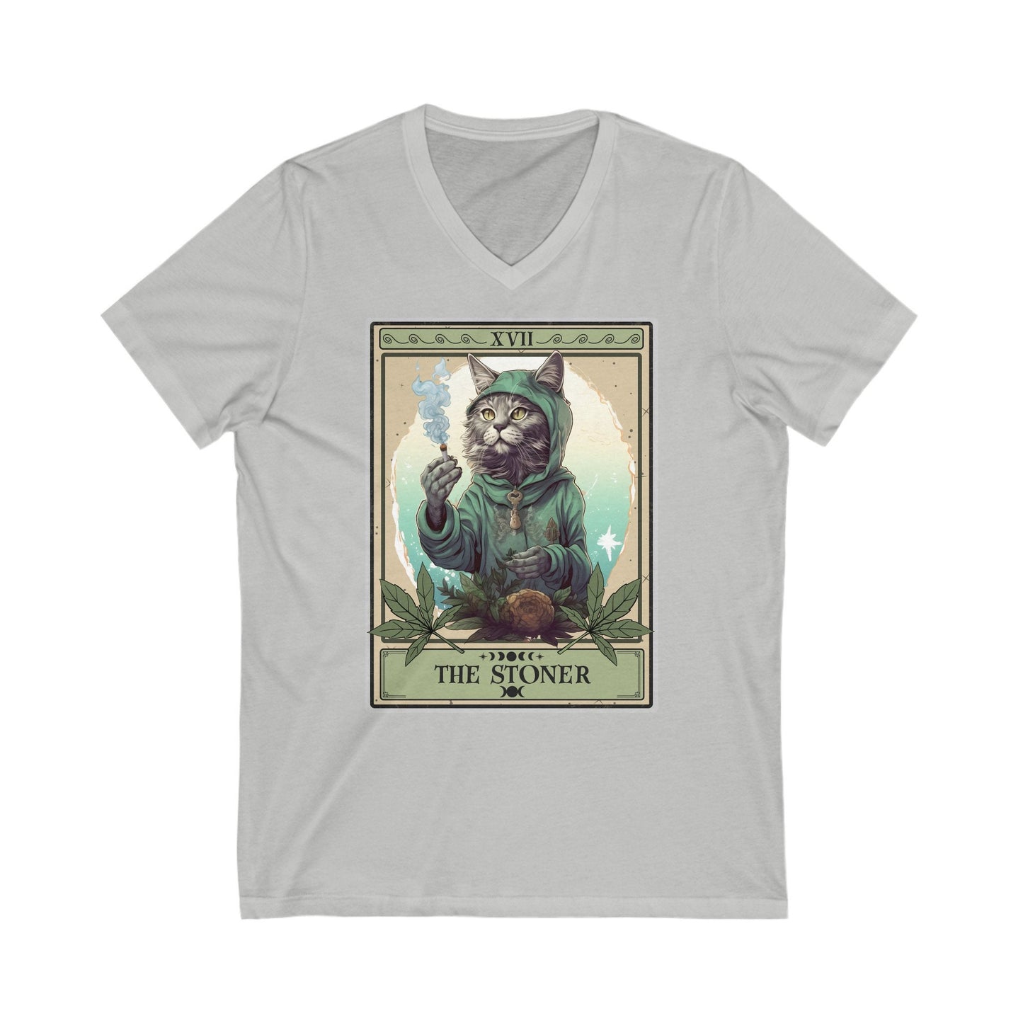 The Stoner Tarot Card V-Neck Shirt, Cat Lover