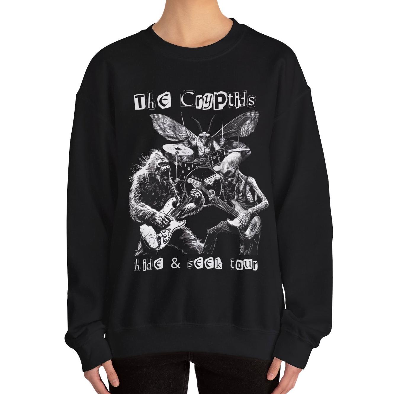 The Cryptids Hide & Seek Tour Sweatshirt, Bigfoot Mothman Alien UFO